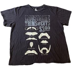 GAP Barber Shop Mustache Graphic T Shirt Men’s XXL Brown Cotton Retro Y2K Tee